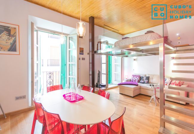 Salón de este apartamento en el centro de Málaga