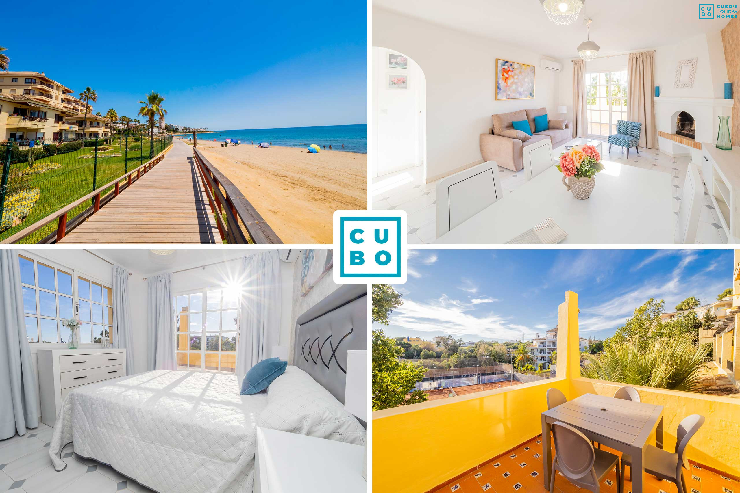 Encantador apartamento en Mijas Costa junto a la playa con pista de tenis.