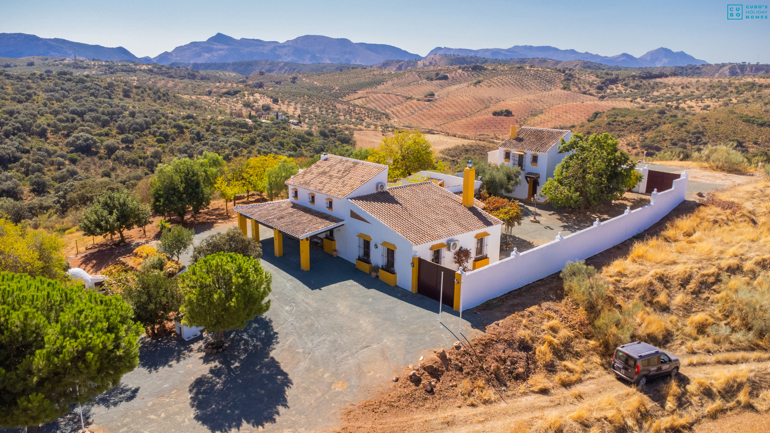 Foto de la extensión del cortijo familiar cerca de Antequera, Málaga y Granada. 