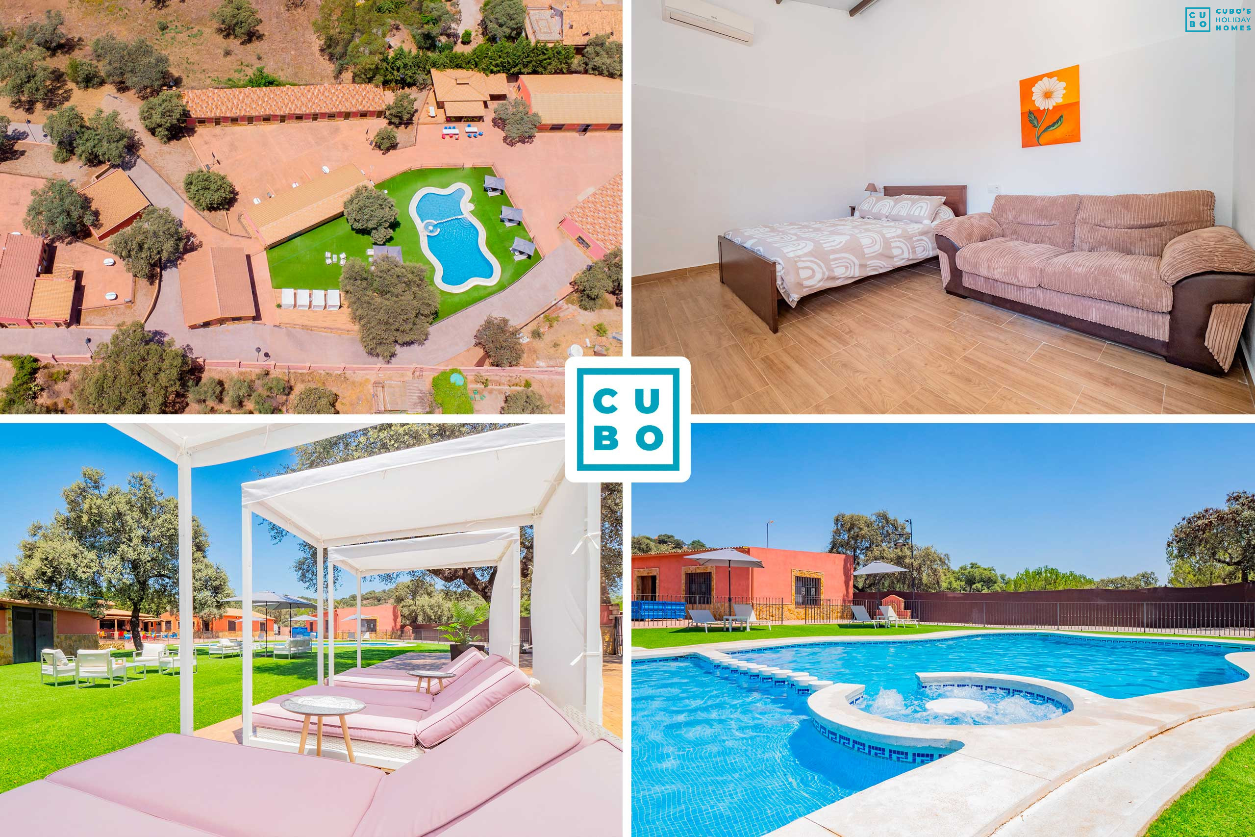 Complejo vacacional en Córdoba los Pedroches con piscina y zona de chill out.