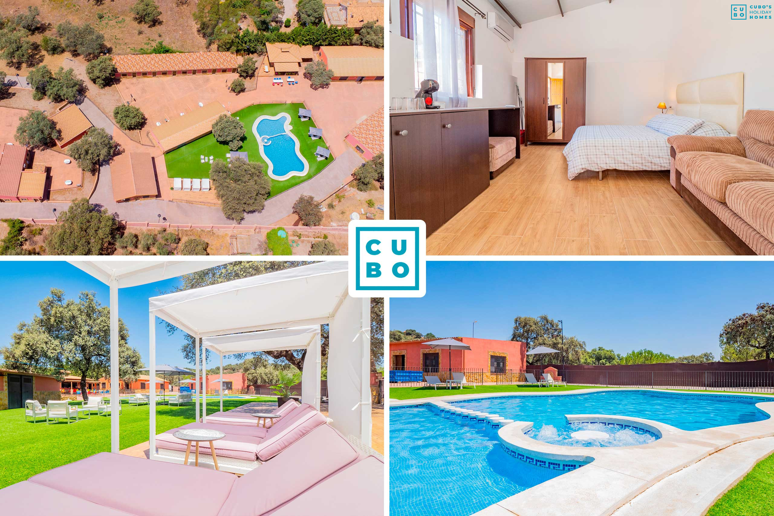 Charming holiday bungalow in Cordoba los Pedroches with swimming pool and chill out area for 12 people.