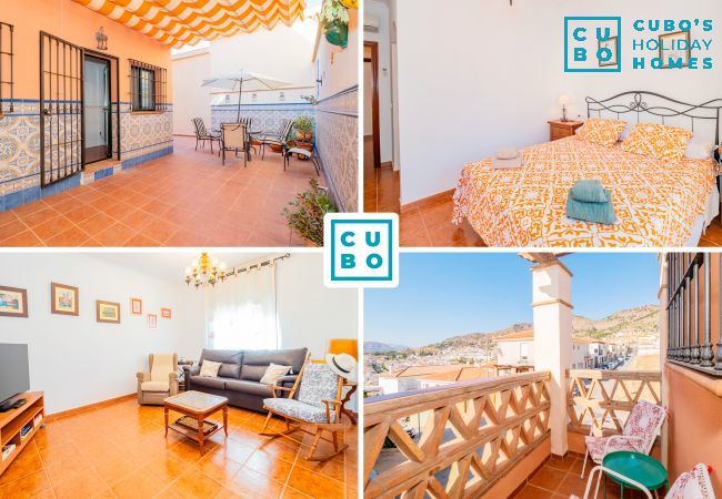 Encantadora casa vacacional con patio y terraza en Pizarra