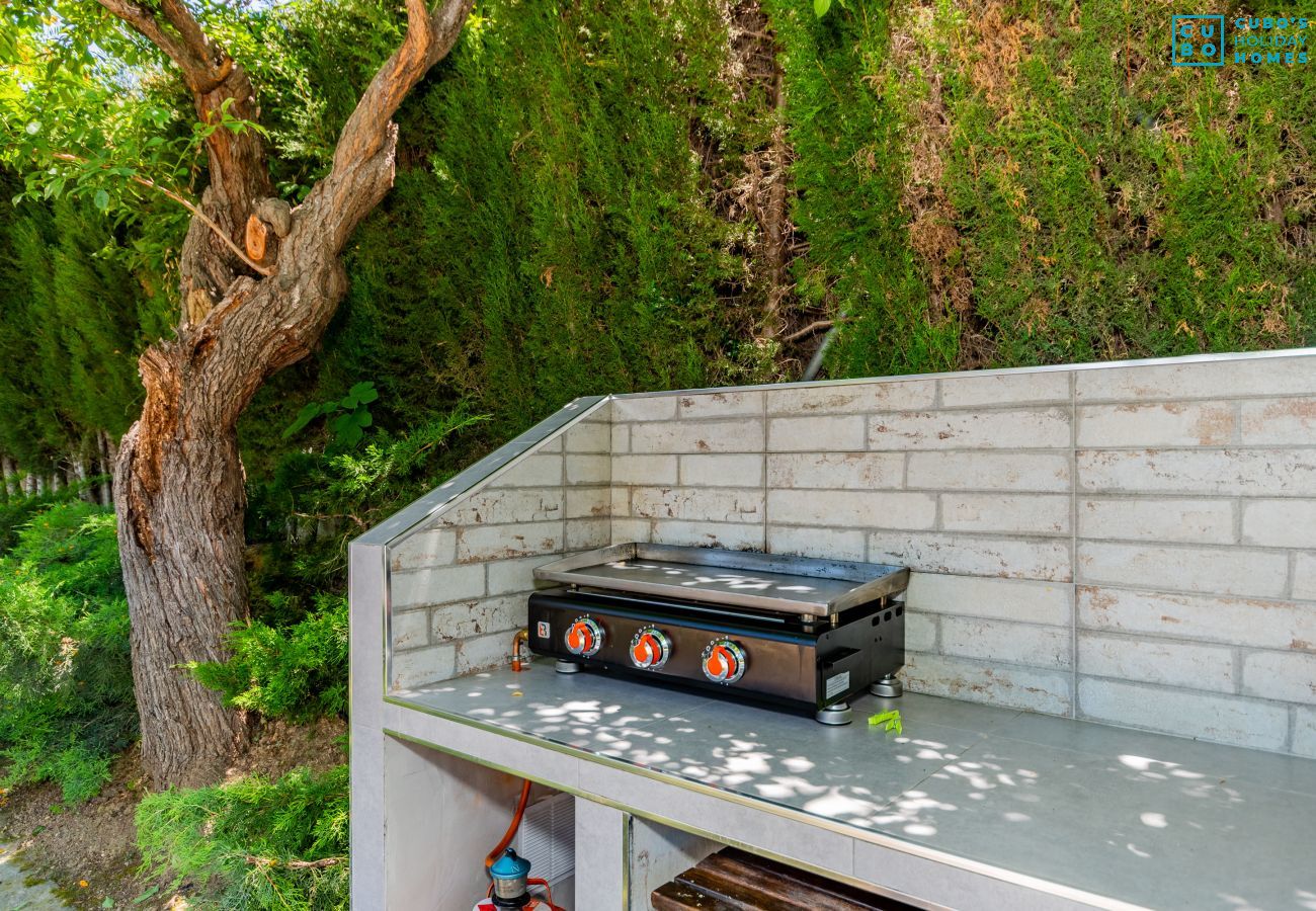 Barbacoa de esta casa de madera en Alhaurín de la Torre