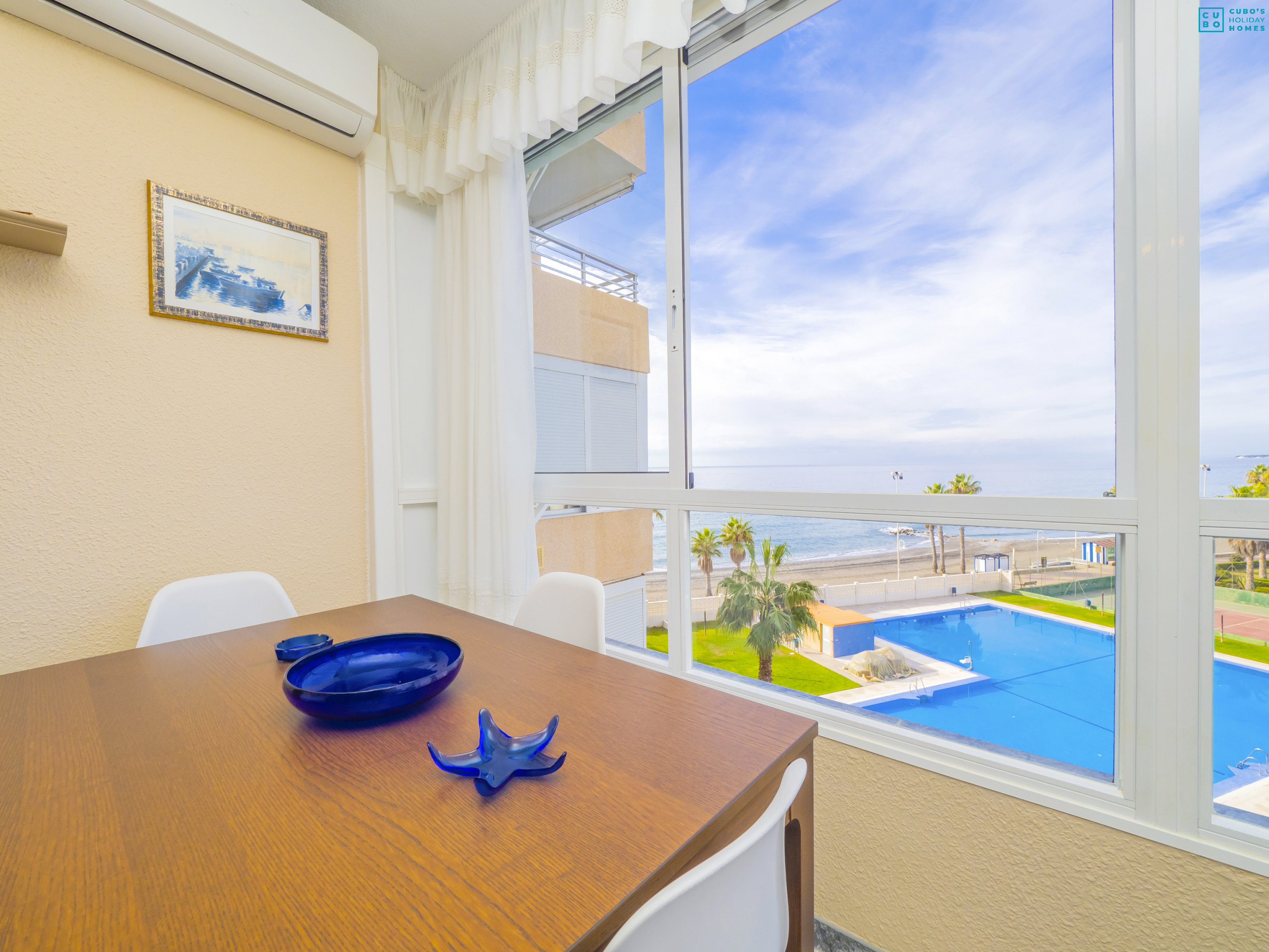 Pool views from this apartment in Algarrobo