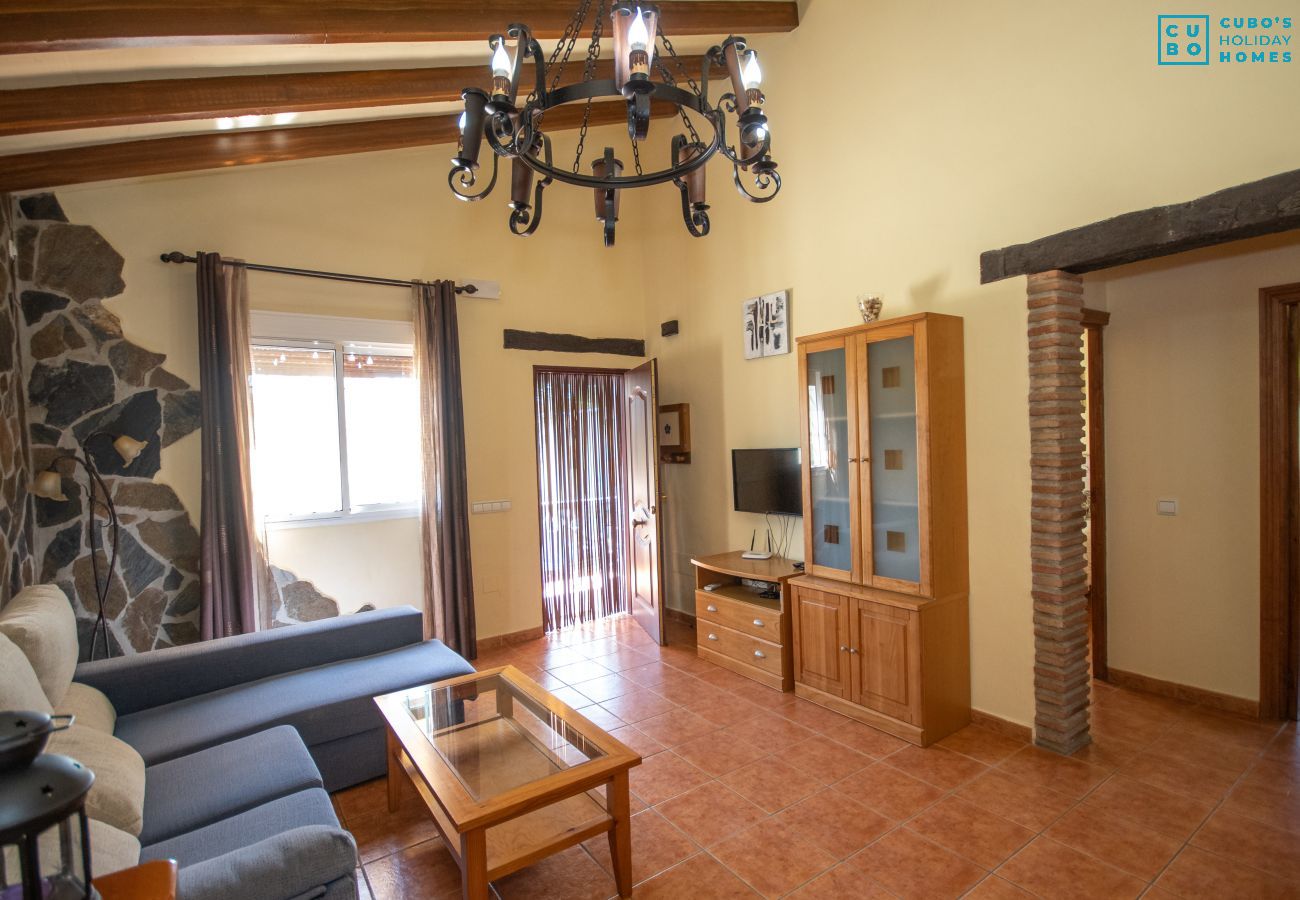 Living room with fireplace of this farm in Alhaurín el Grande