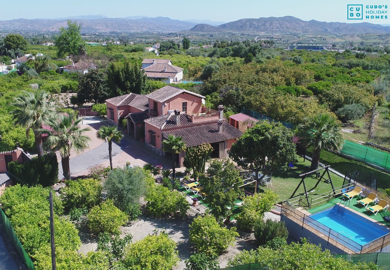 Aerial view of Cubo's Family Villa, in the peaceful surroundings of Alhaurín el Grande.