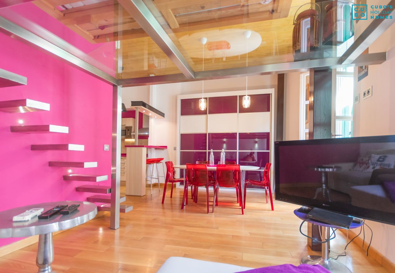 Living room of this apartment in the center of Malaga