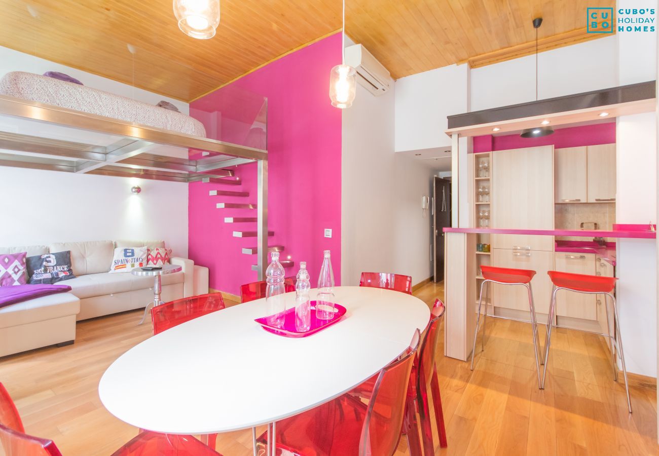 Living room of this apartment in the center of Malaga