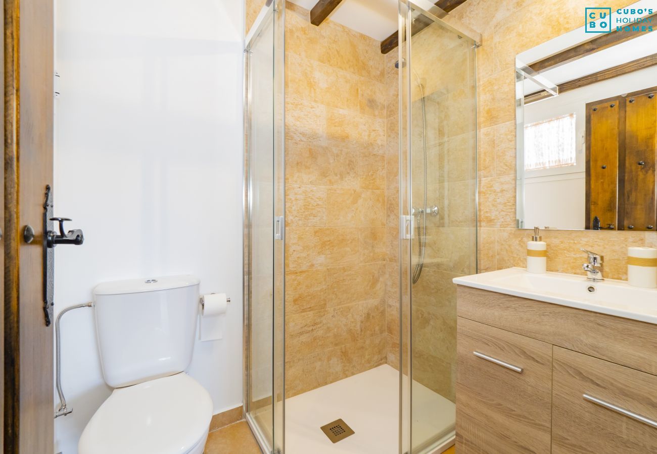 Bathroom of this rural house in slate