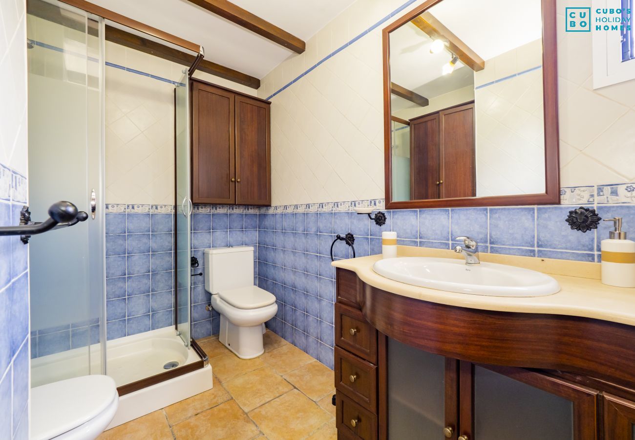 Bathroom of this rural house in slate