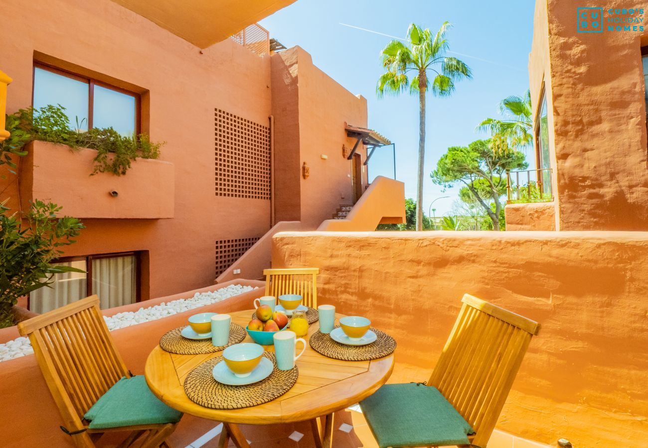 Terrace of the apartment near the beach with parking included