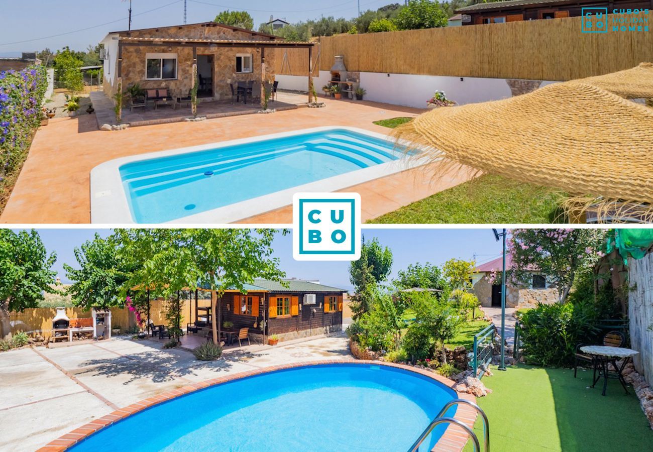 Deux maisons rurales indépendantes avec piscine privée, chacune pouvant accueillir 12 personnes.
